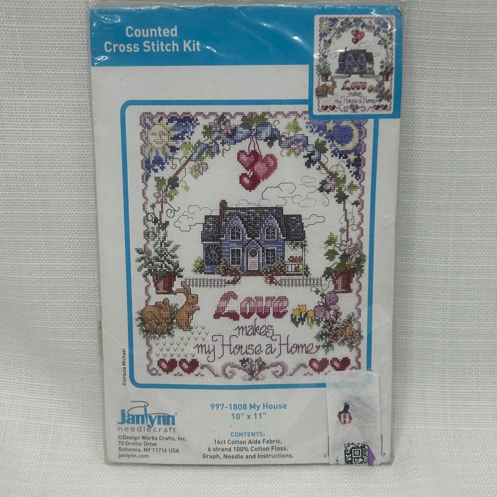 Janlynn My House Cross Stitch Kit 10x11 Love Makes My House A Home 997-1808 NEW